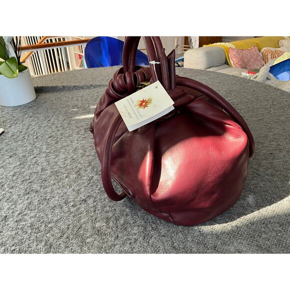 Vintage nos Made in Tuscany red leather UNIQUE purse bag - Picture 2 of 16